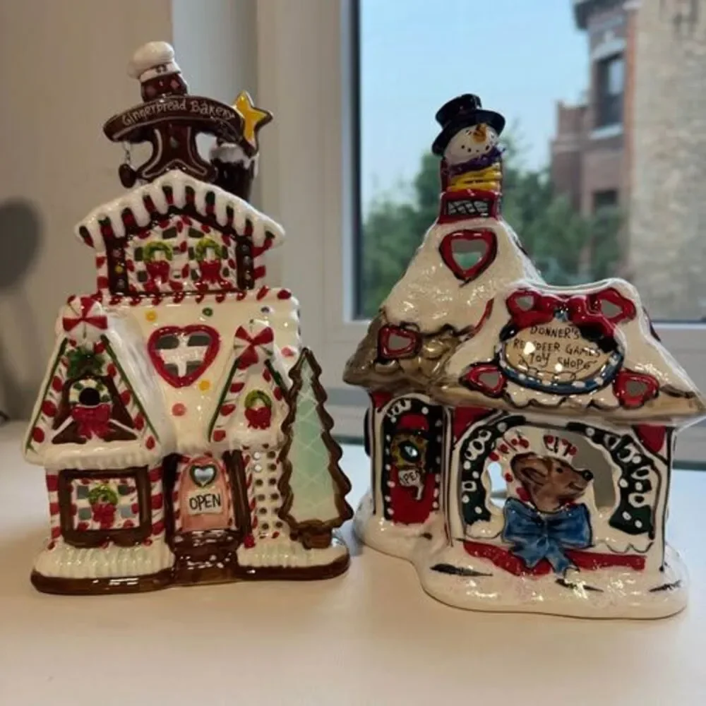 Blue Sky Clayworks Heather Goldminc Christmas Village Tealight Houses Vintage